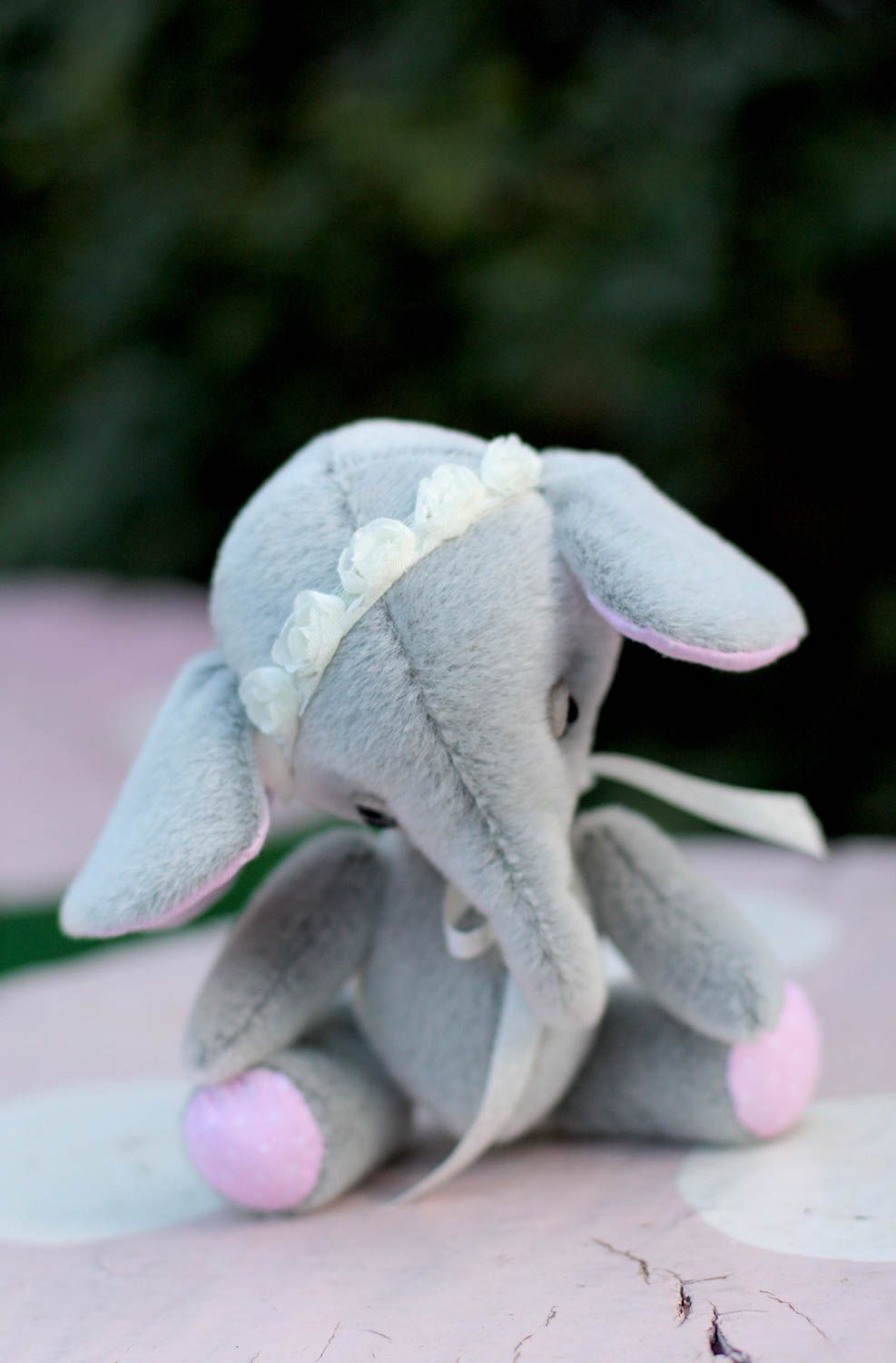 Handmade textile cute toy beautiful interesting present designer grey toy photo 5