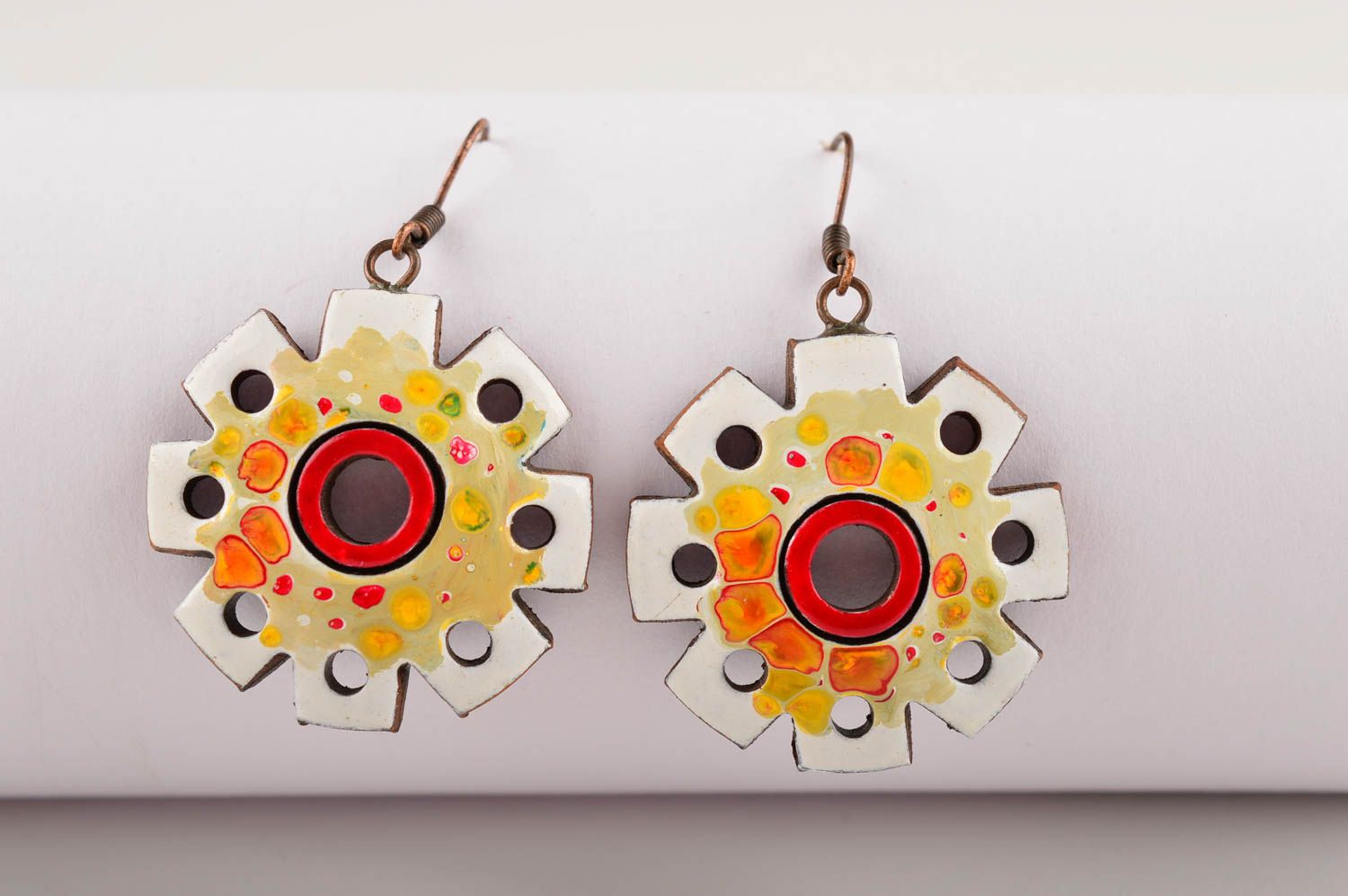 Керамические серьги украшение ручной работы яркие красивые серьги с росписью фото 4
