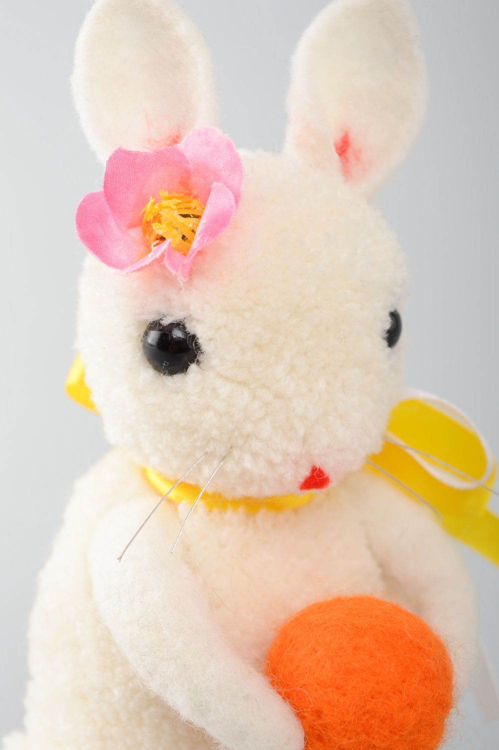 Handmade pom pom toy rabbit photo 2