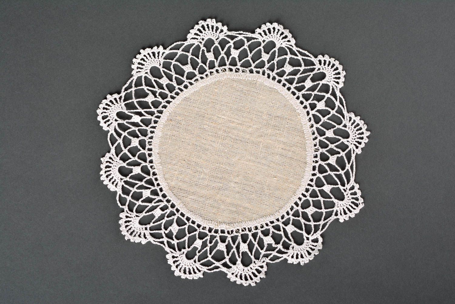 Handmade designer openwork napkin stylish crocheted textile kitchen accessories photo 2