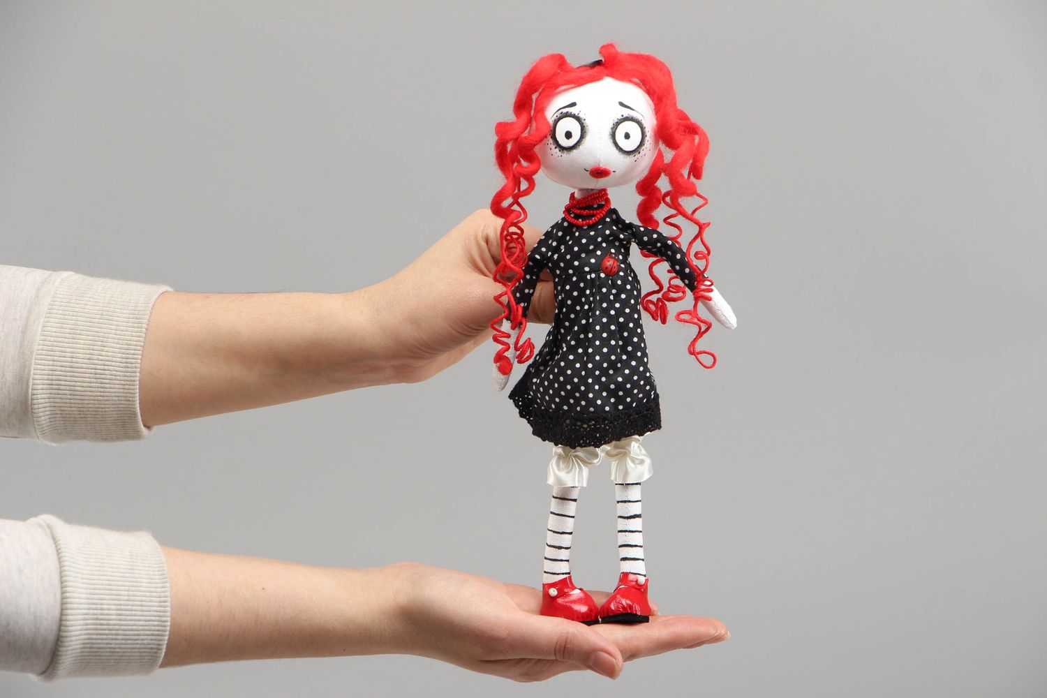 Handmade fabric doll Button photo 4