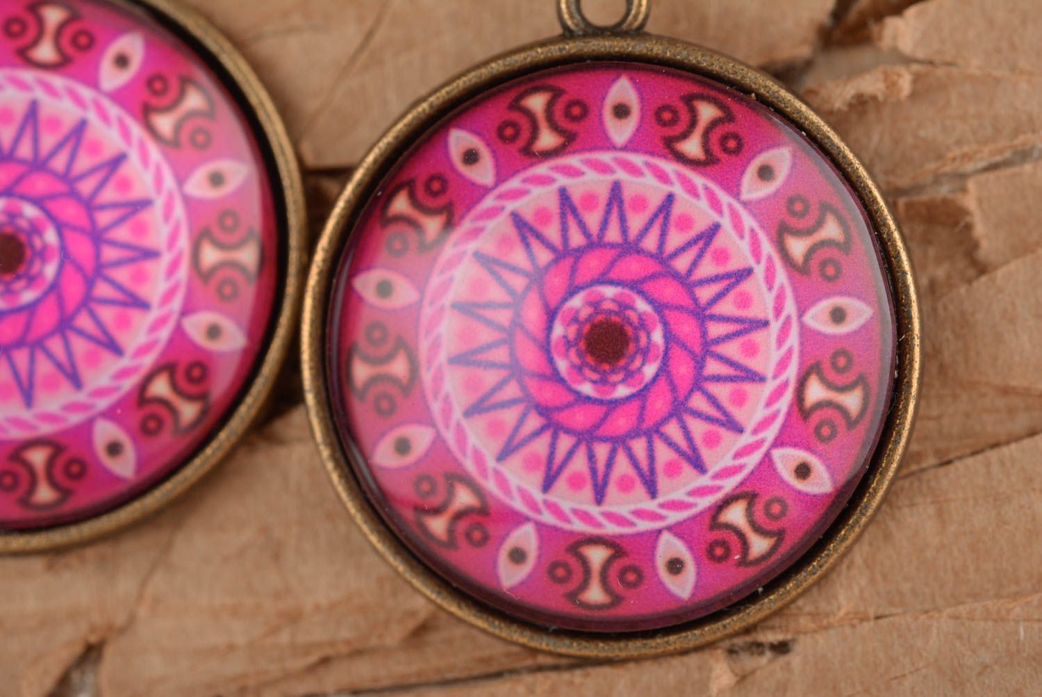 Серьги ручной работы круглые розовые красивые серьги из стекла подарок женщине фото 2