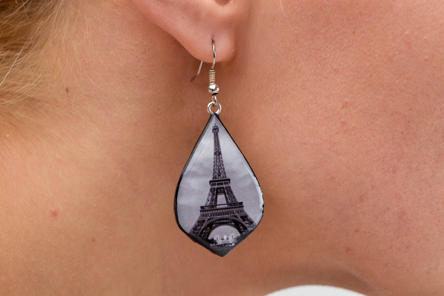 Handmade Schmuck Ohrringe Eiffelturm Accessoire für Frauen Polymer Schmuck foto 2