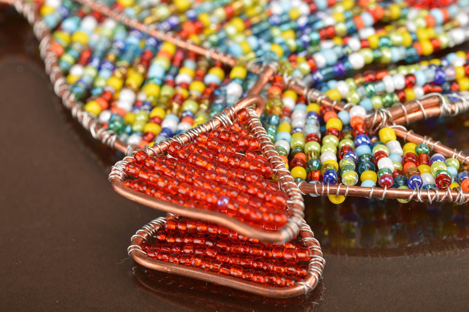 Deko Anhänger aus Glasperlen und Draht Fisch handmade bunt originell schön foto 5
