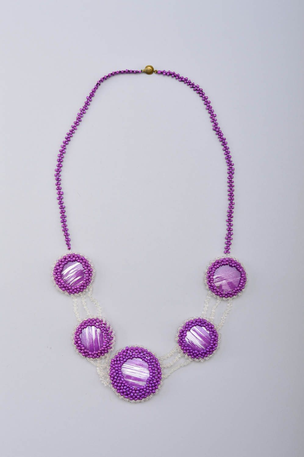 Collier en perles de rocaille Bijou fait main long violet Cadeau pour femme photo 2
