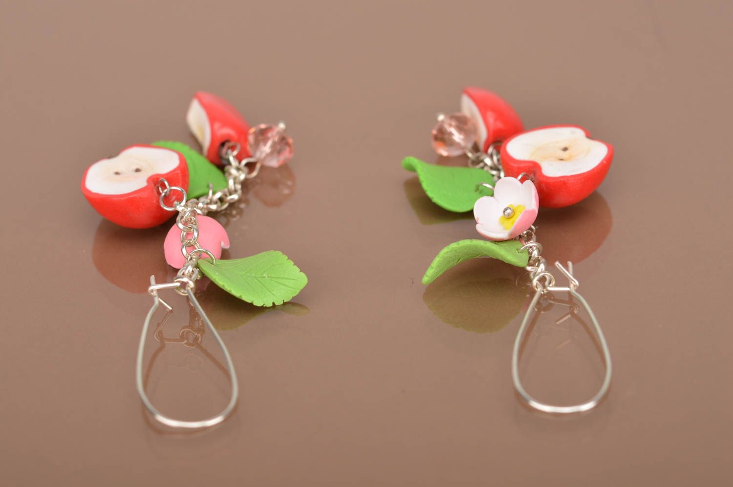 Homemade long polymer clay earrings unusual plastic earrings fashion accessories photo 4