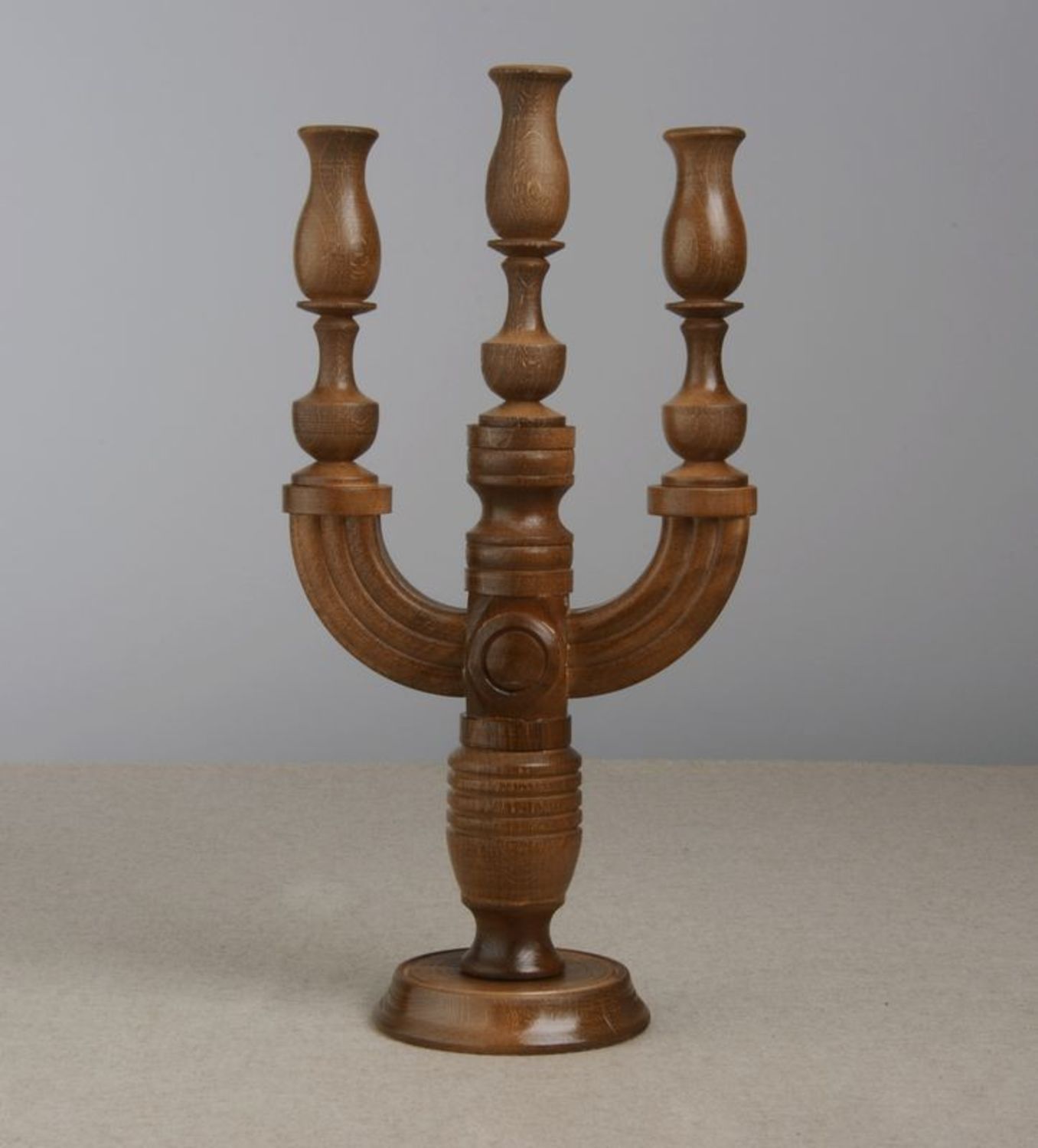 Wooden candlestick for three candles photo 3