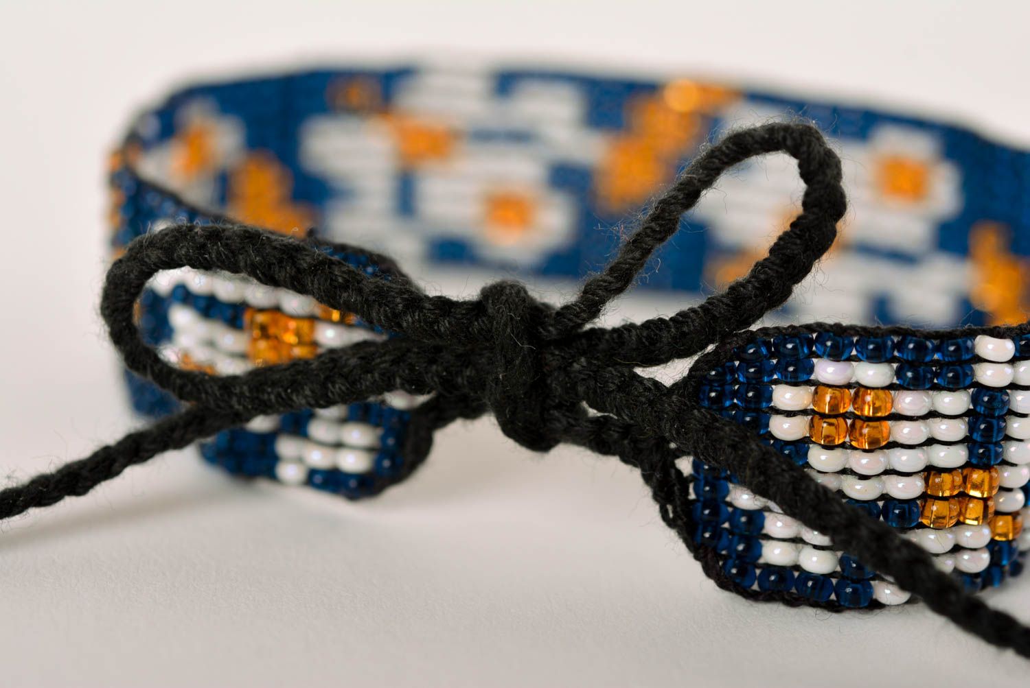 Dark blue, white, and gold color beads strand  bracelet for teen girls photo 4