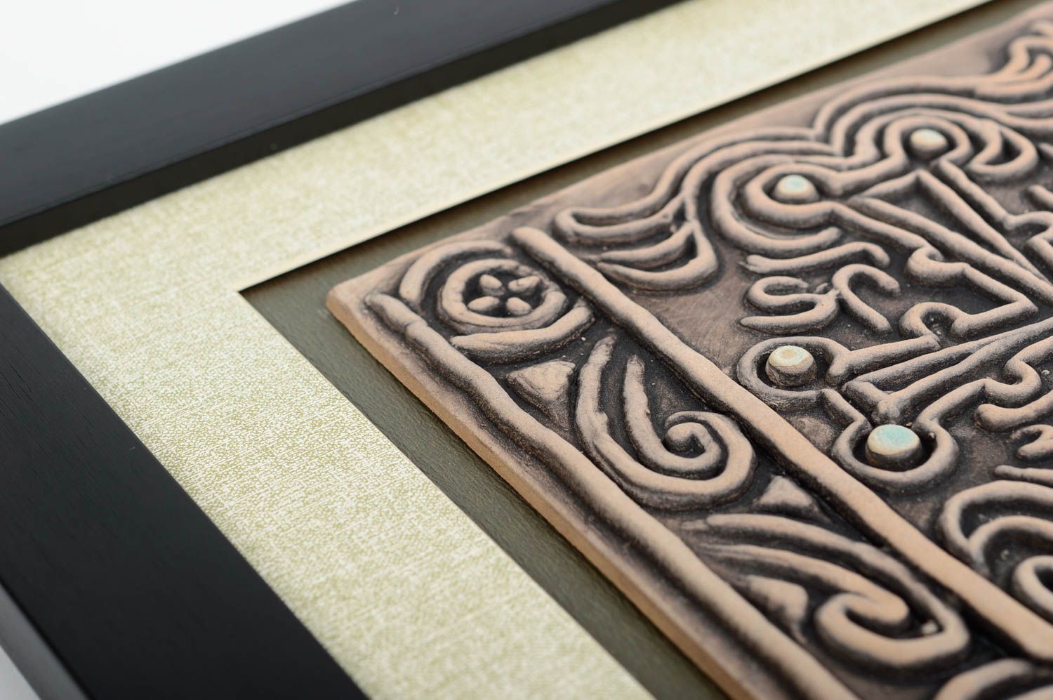 Керамическая плитка в рамке настенный декор ручной работы Красивые узоры фото 4