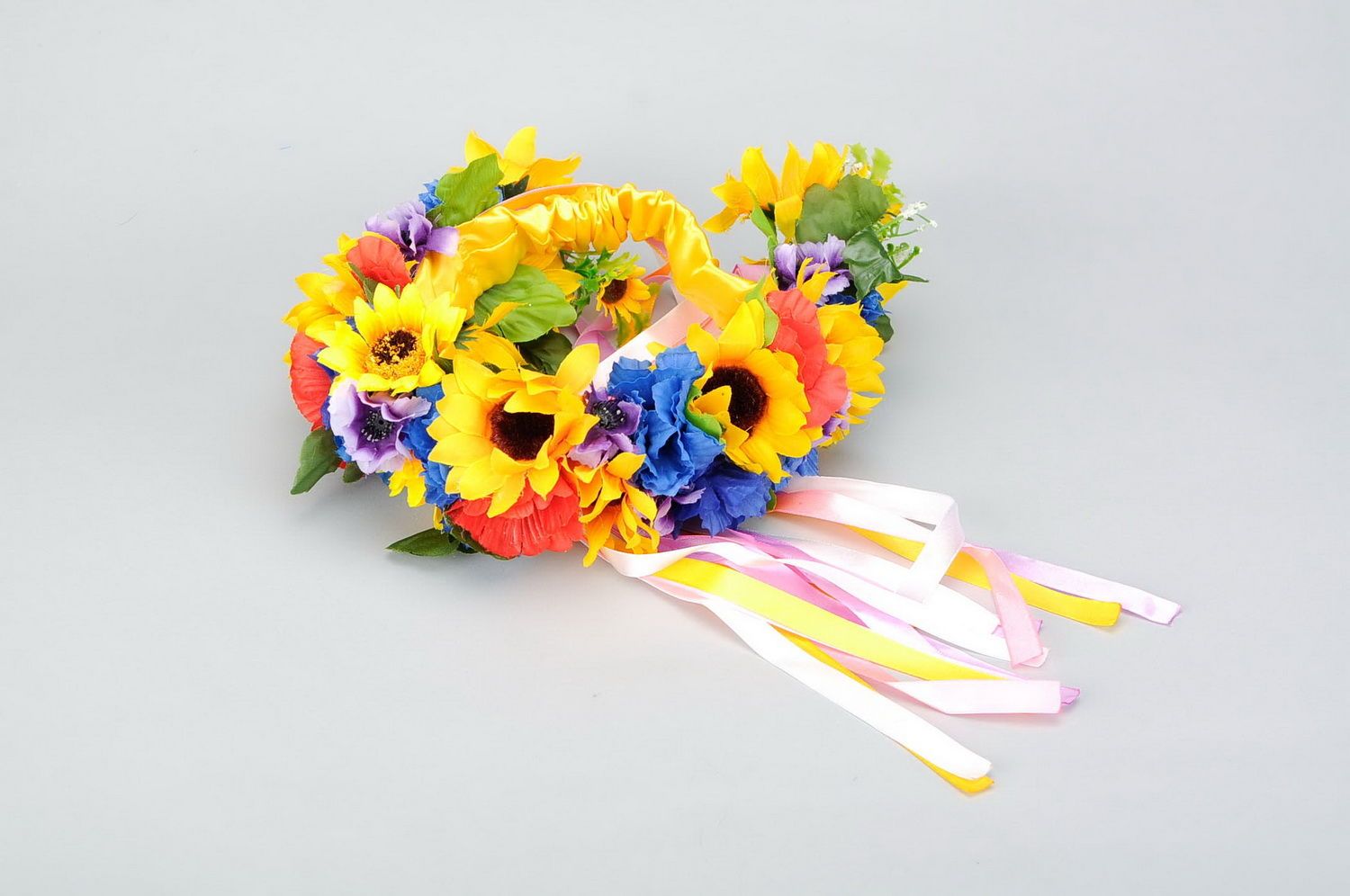 Ukrainian wreath made of artificial flowers photo 1