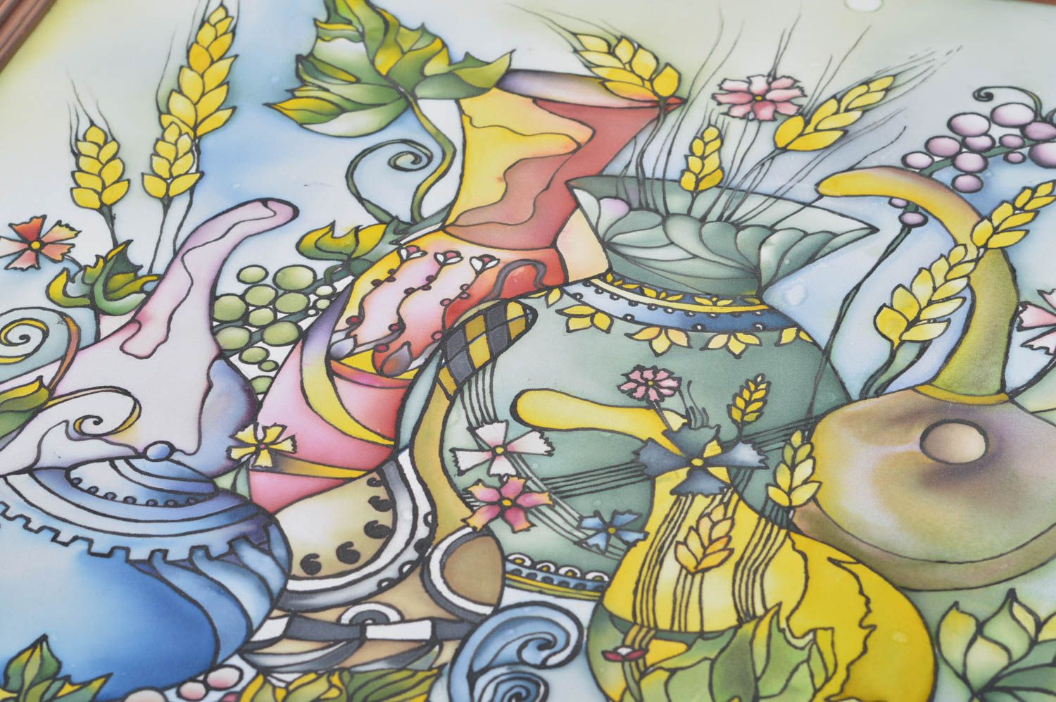 Pintura en batik artesanal de tela para interior cuadro Metamorfosis oriental  foto 5