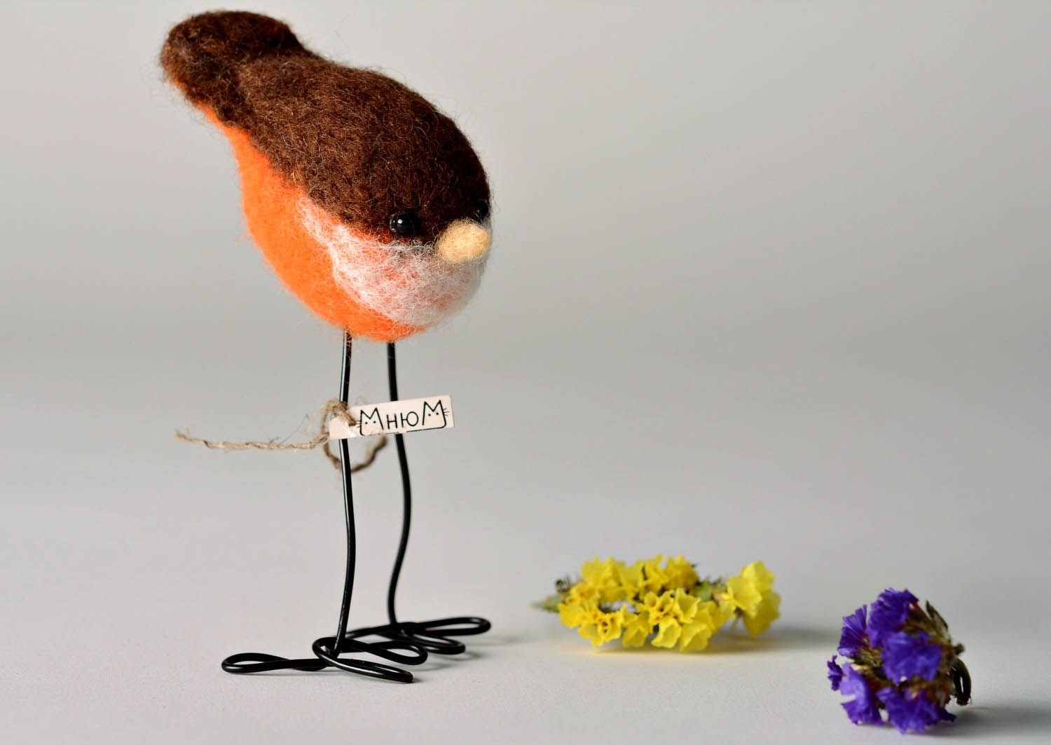 Brinquedo decorativo de lã Pássaro foto 1