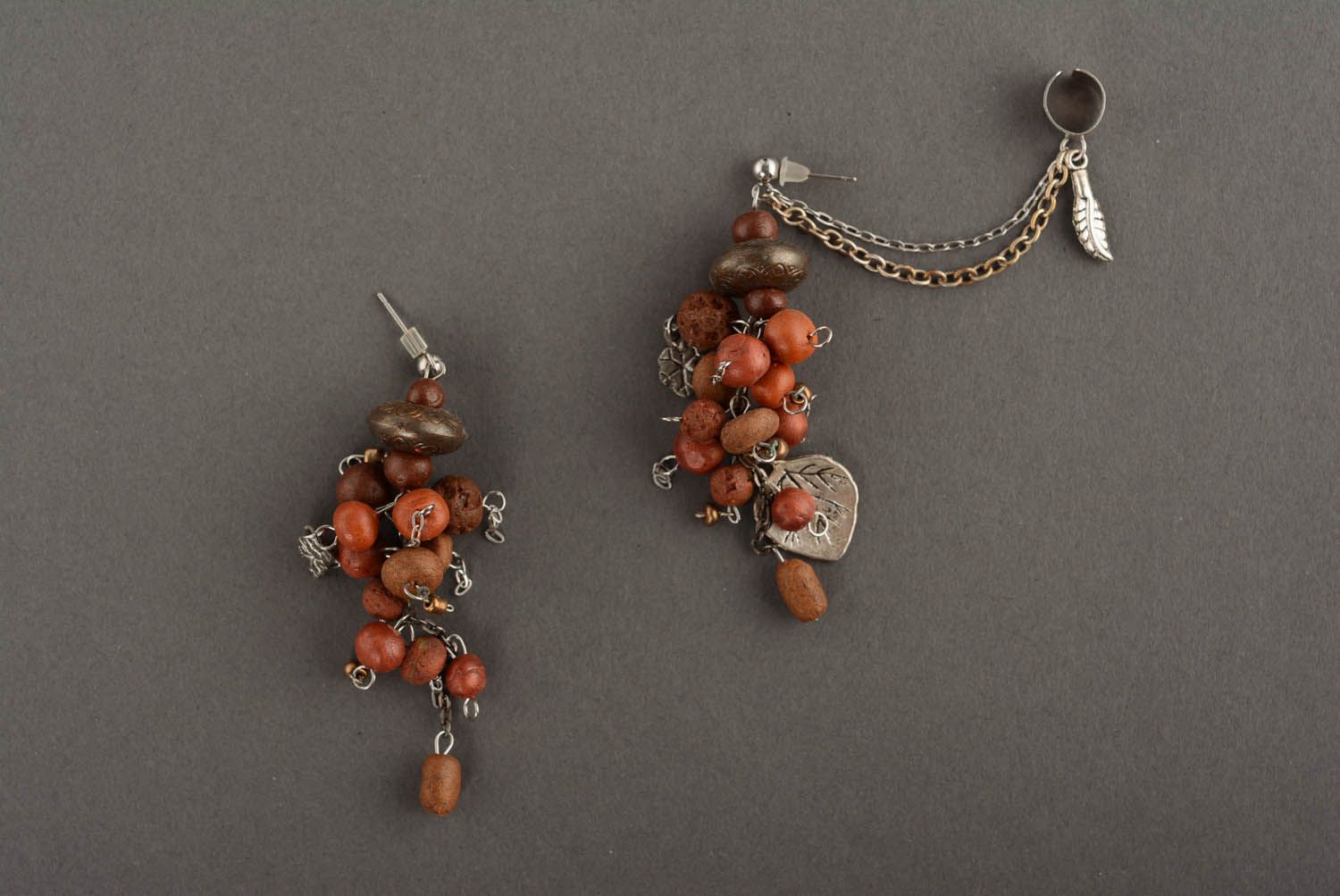 Cuff earrings made ​​of polymer clay Autumn Time photo 2