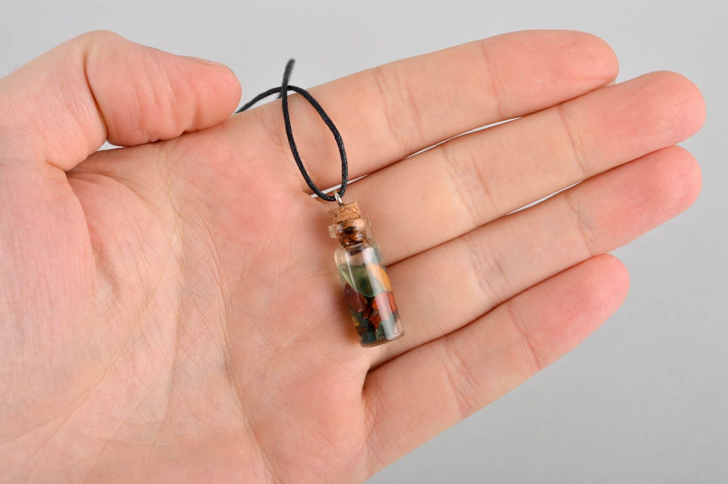 Handmade pendant necklace glass vial with cork necklace artisan jewelry photo 5