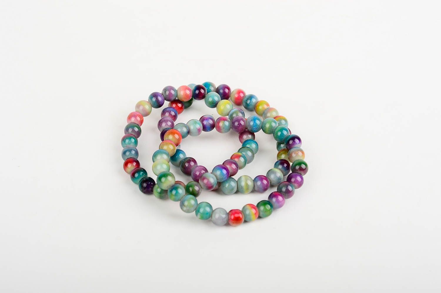 Three-layer multicolor glass beads bracelet for teen girls photo 1