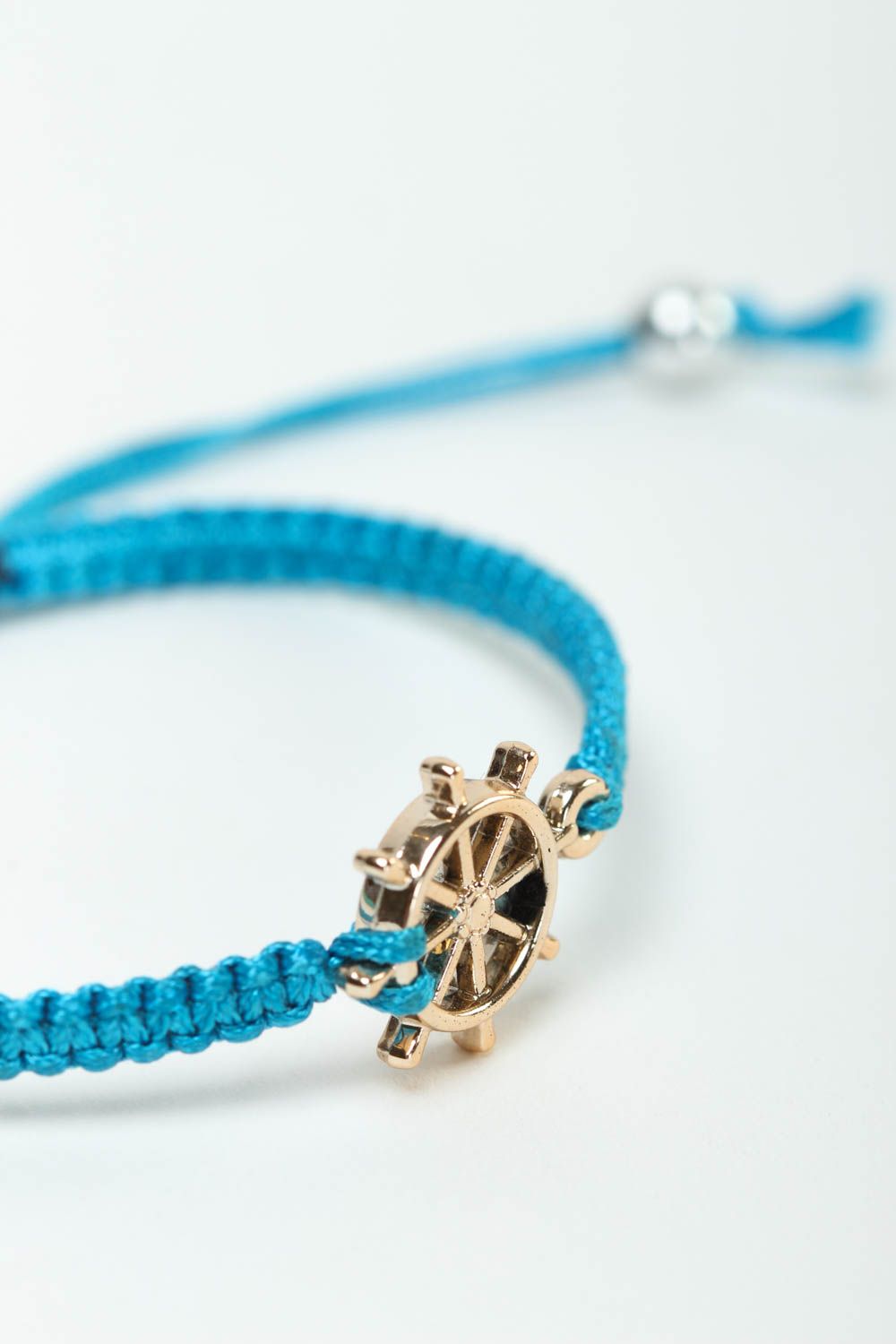 Bracelet textile Bijou fait main bleu clair marin Accessoire femme original photo 3