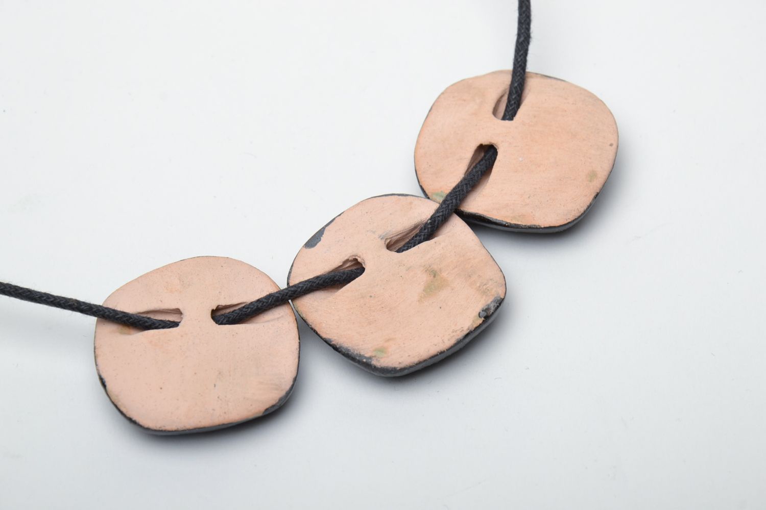 Clay necklace painted with enamels Ancient Stones photo 4