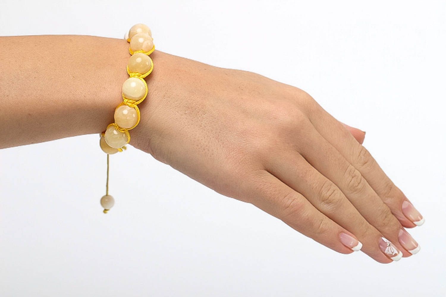 Bracelet jaune Bijou fait main en calcite et cordon design Cadeau pour femme photo 5