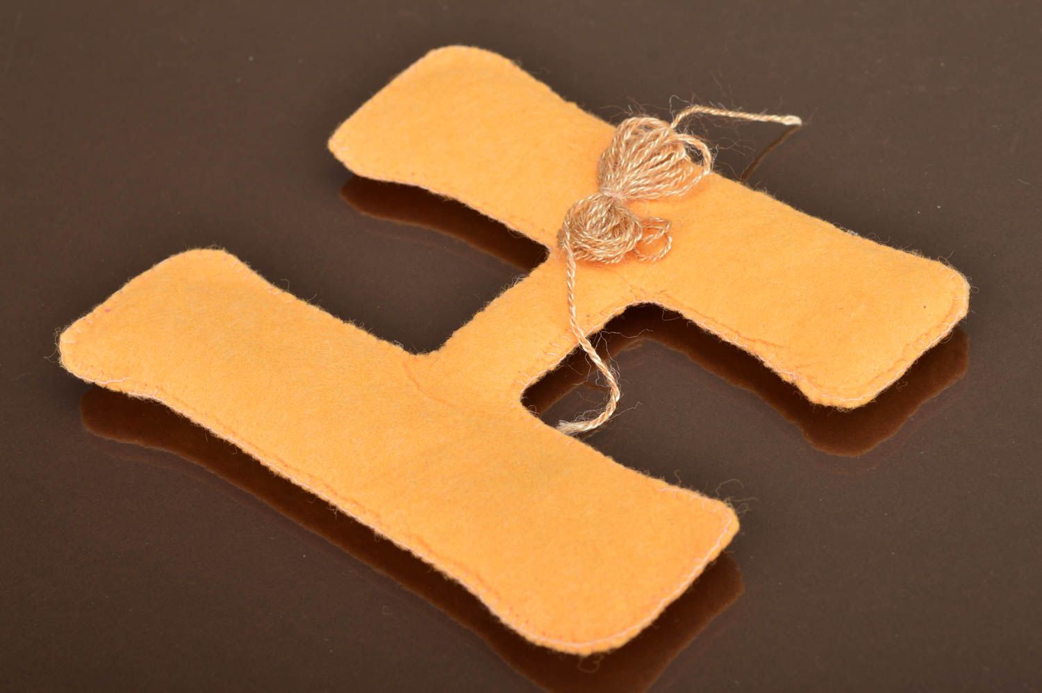 Handmade decorative orange soft H letter sewn of felt for children's room photo 2