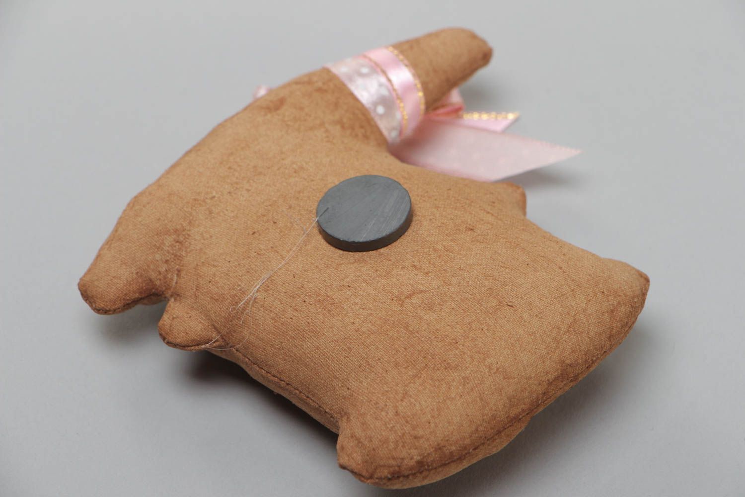 Handgemachter hübscher brauner Magnet für Kühlschranktür aus Baumwolle Katze foto 4