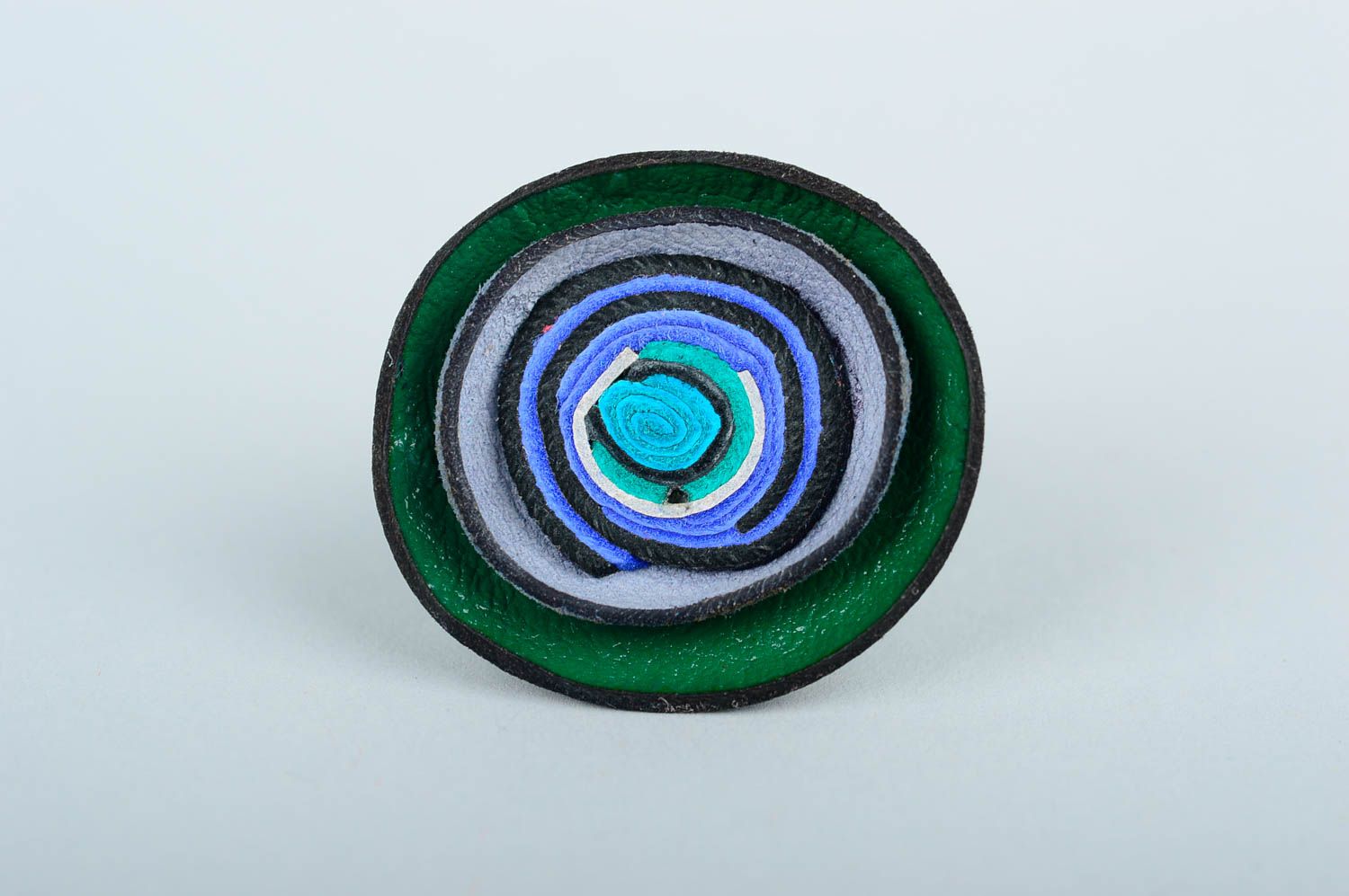 Handgefertigt Ring Damen Schmuck aus Leder Geschenkidee für Frauen in Blau foto 1