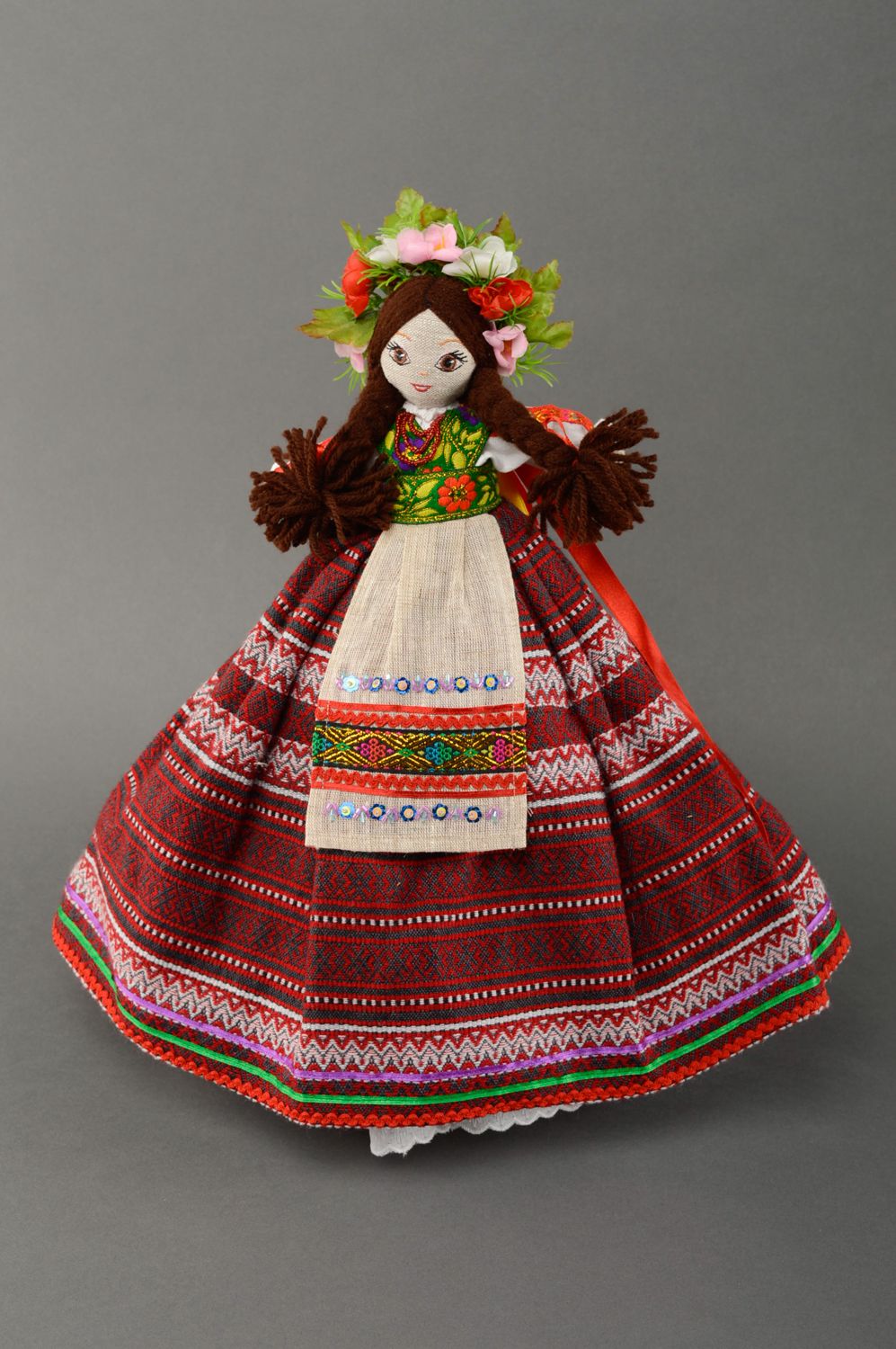 Кукла для чайника в украинском стиле из тканей фото 1