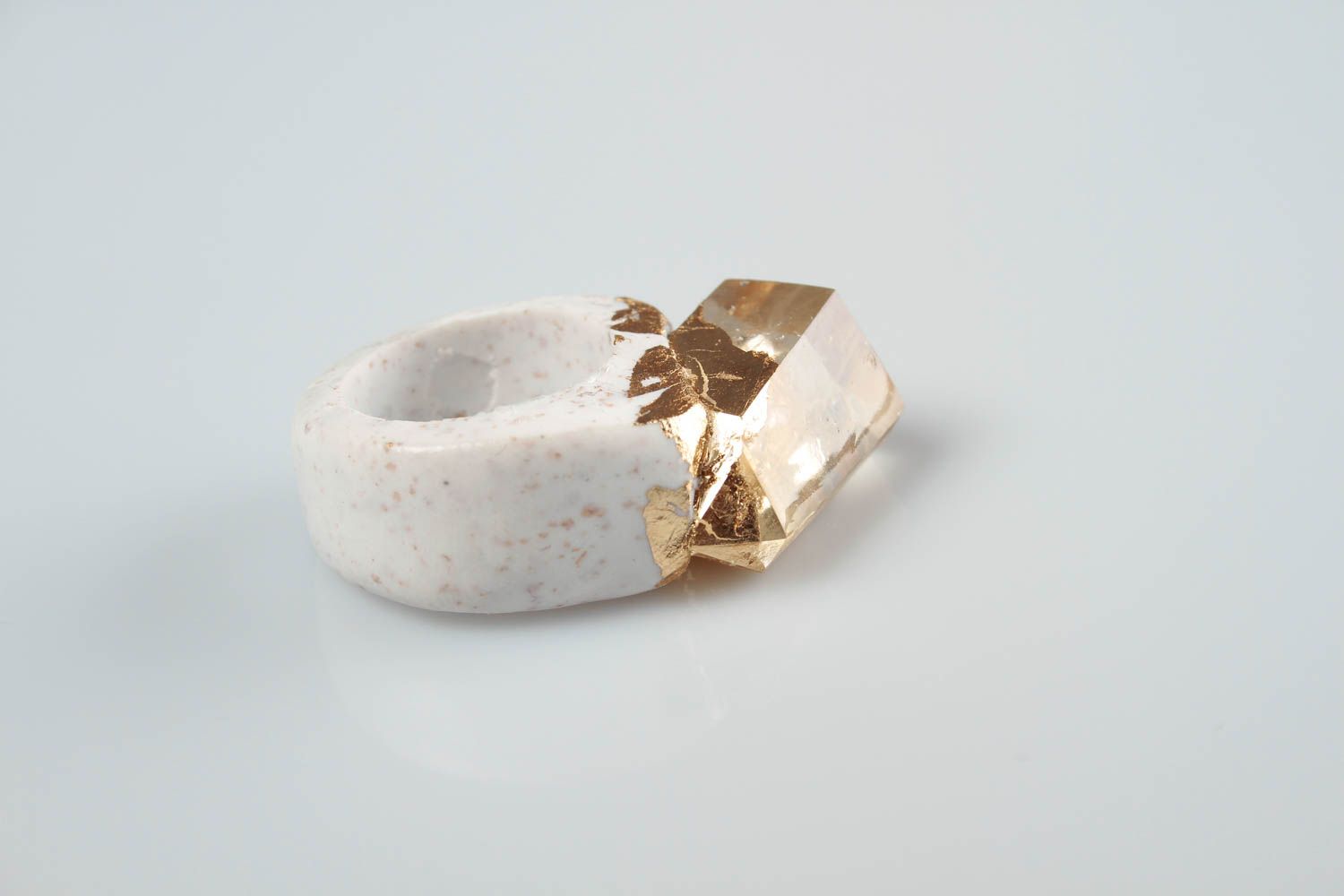 Кольцо ручной работы украшение из полимерной глины украшение кольцо с цитрином фото 2