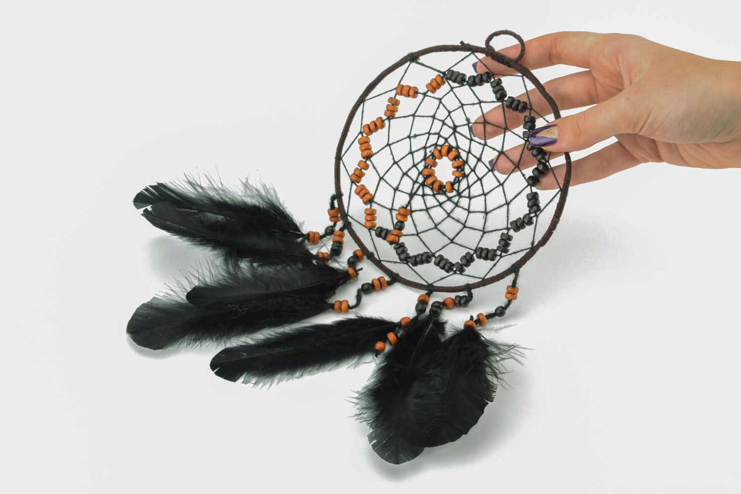 Dreamcatcher with black feathers photo 4