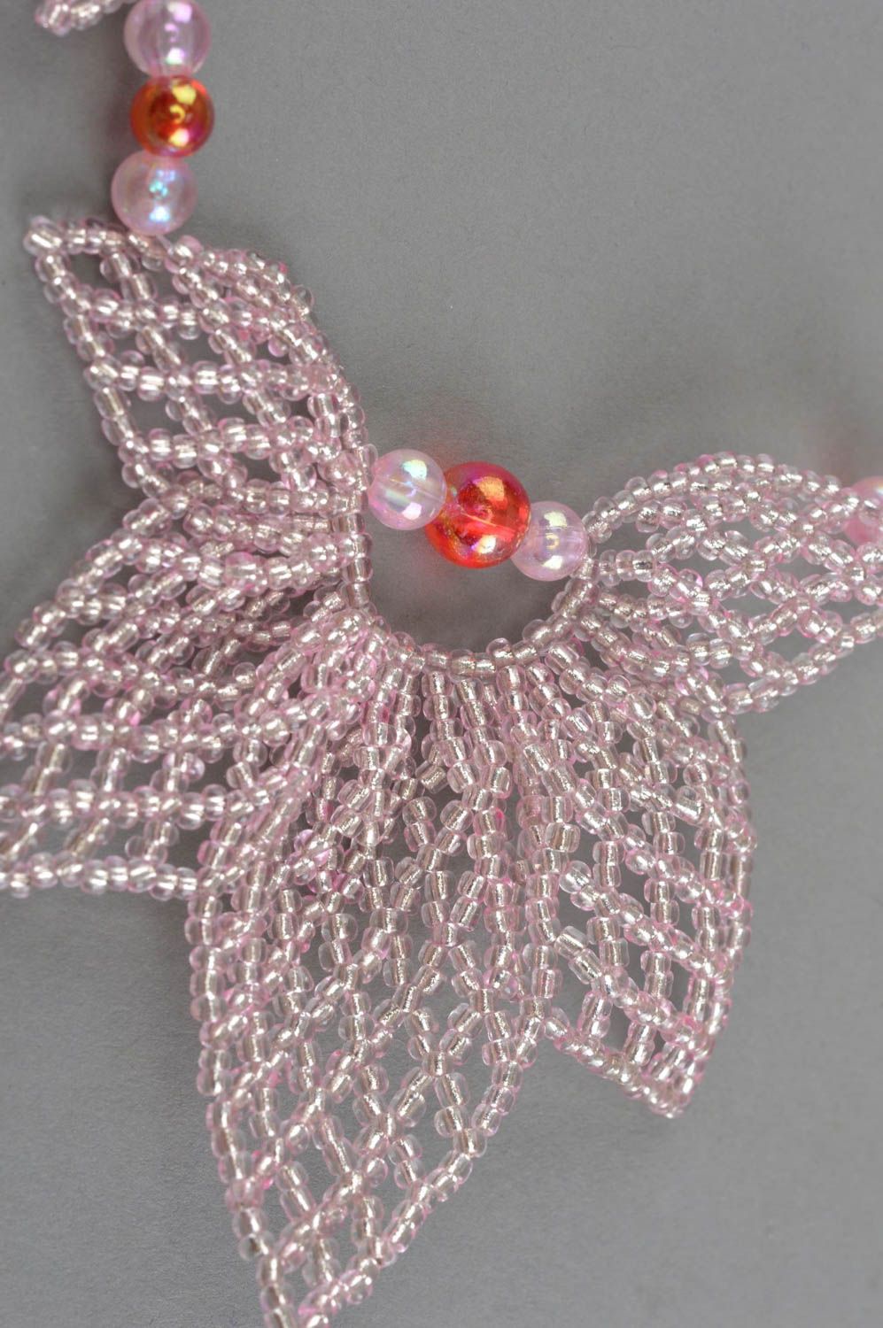 Glasperlen Halskette in Rosa zartes handmade Collier für Damen Geschenk foto 3