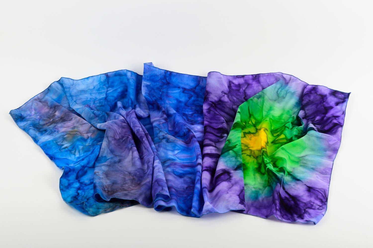 Шарф ручной работы шейный платок синий с рисунком шарф платок палантин фото 2