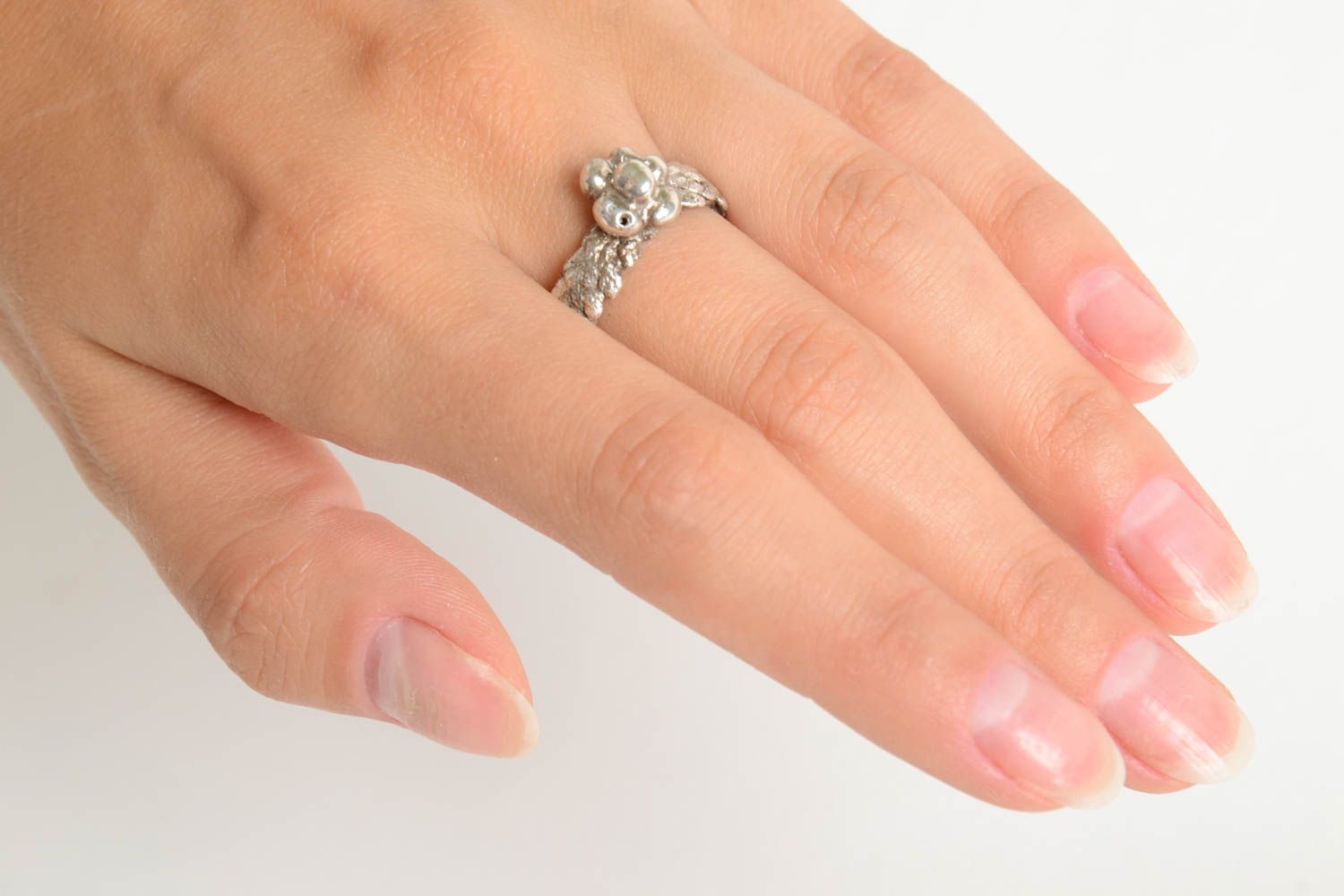 Серебряное кольцо хэнд мэйд женское кольцо серебряное украшение с цветком фото 2