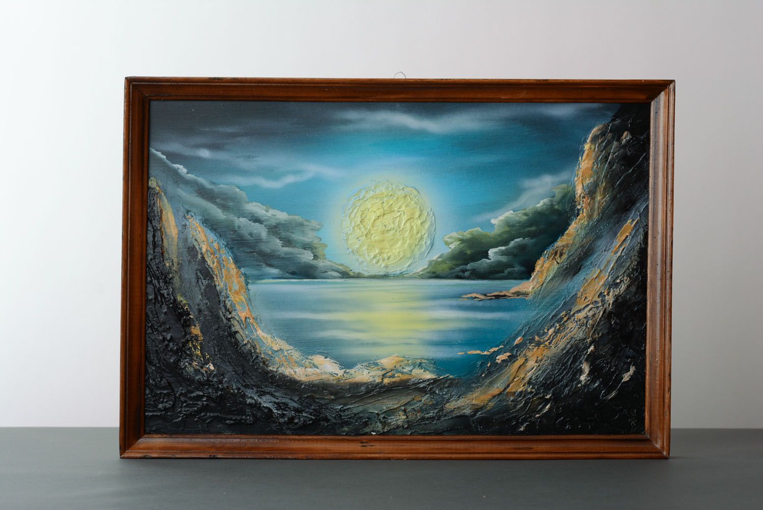 Pintura com paisagem a óleo Lua cheia foto 1
