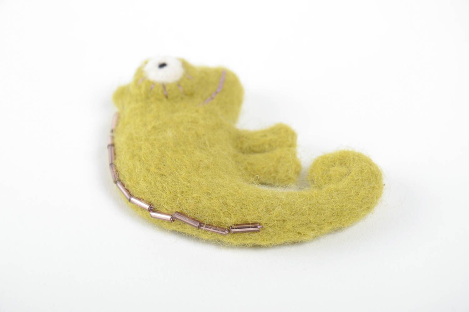 Peluche caméléon fait main Décoration maison vert laine feutrée Cadeau original photo 5
