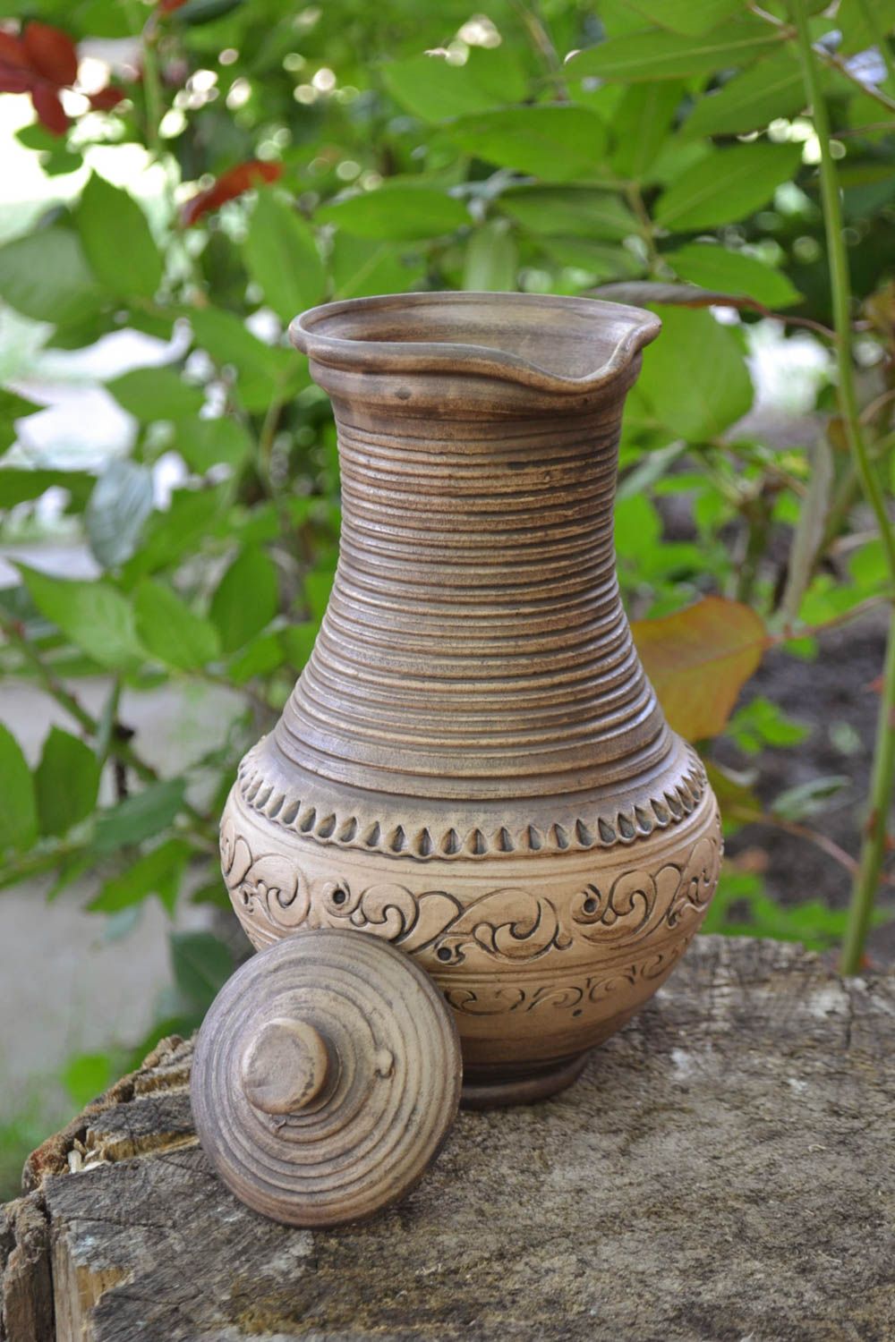 15 oz white clay ceramic milk pitcher with lid 9, 1,5 lb photo 1