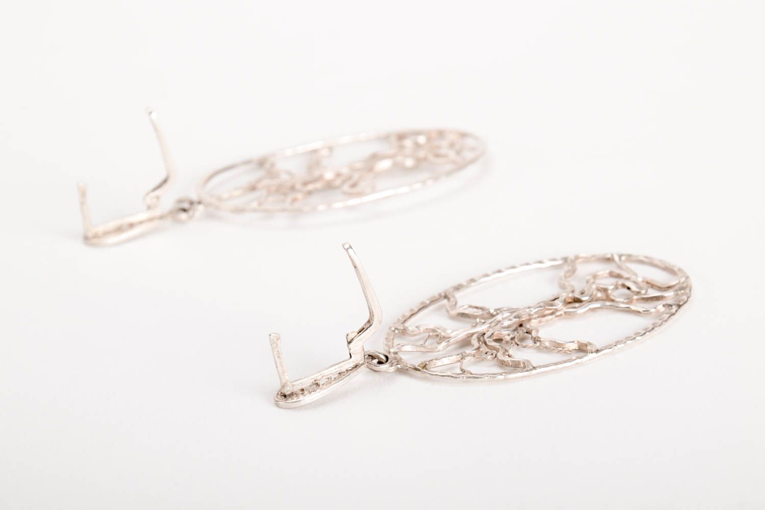 Designer unique silver earrings handmade bijouterie accessories present for girl photo 3