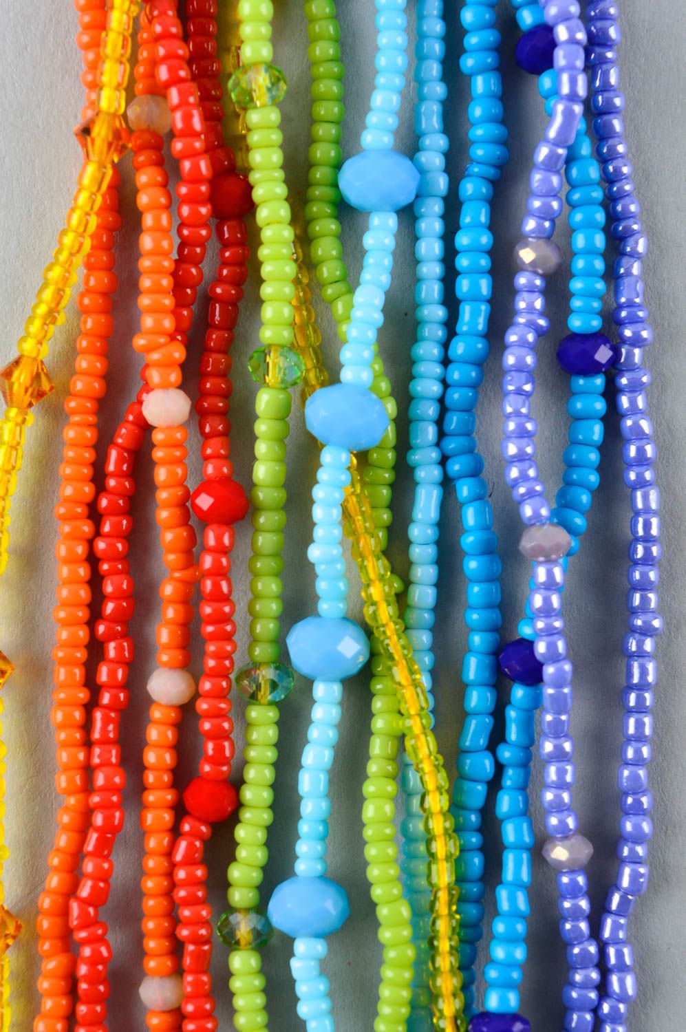 Колье из бисера украшение ручной работы ожерелье из бисера длинное радуга фото 3