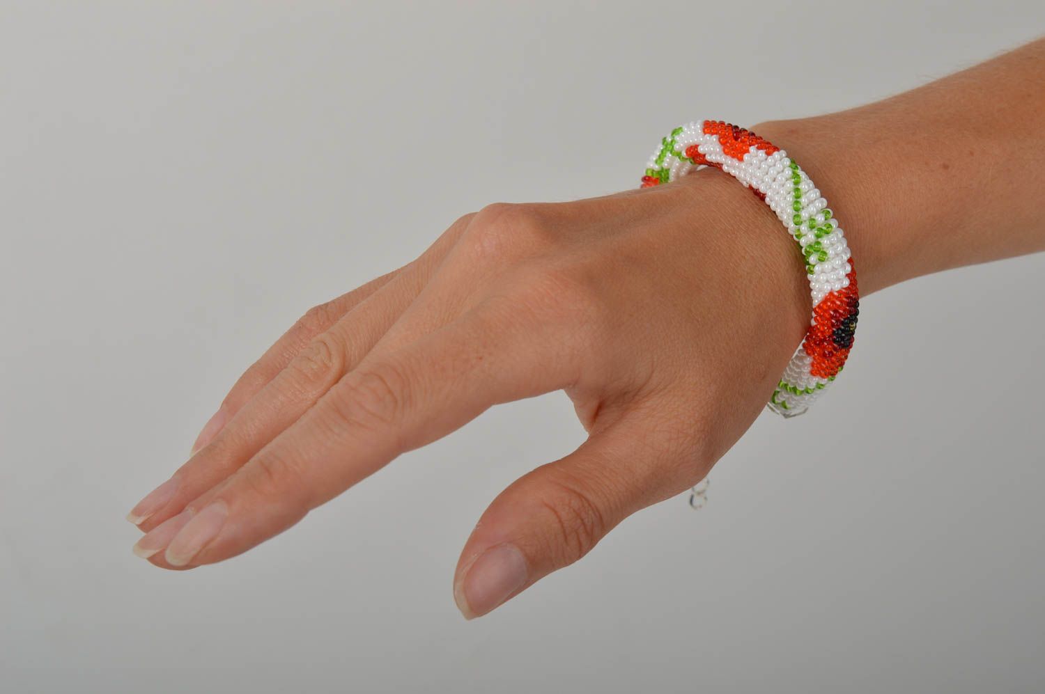 Bracelet à Charme Floral Rose Pour Femmes - Céramique Et Alliage - Élastique Ajustable - Sensibilisation Au Cancer Du Sein