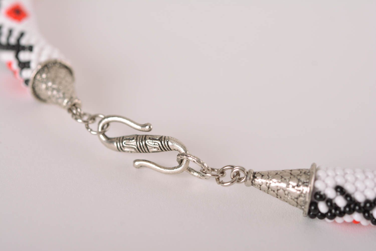 Handmade Damen Collier Glasperlen Halskette Accessoire für Frauen Ethno Muster foto 4