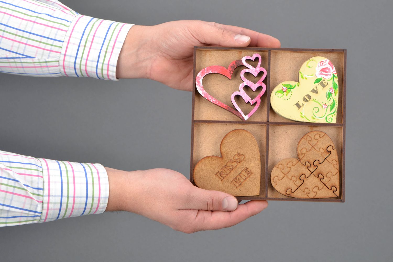 Ensemble de formes en bois à décorer Coeurs en MDF photo 2