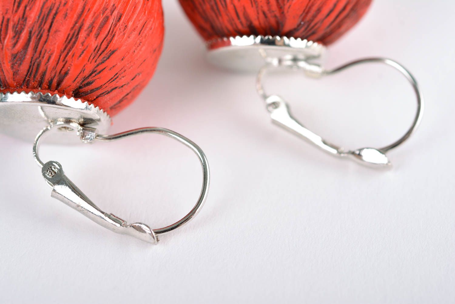 Handmade Kugeln Ohrringe in Rot Designer Schmuck Frauen Accessoire Polymerton foto 4