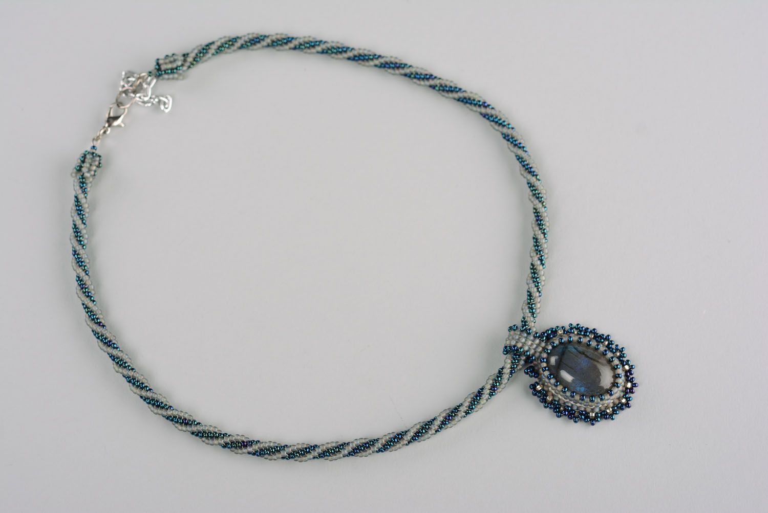 Beaded pendant with labradorite photo 4
