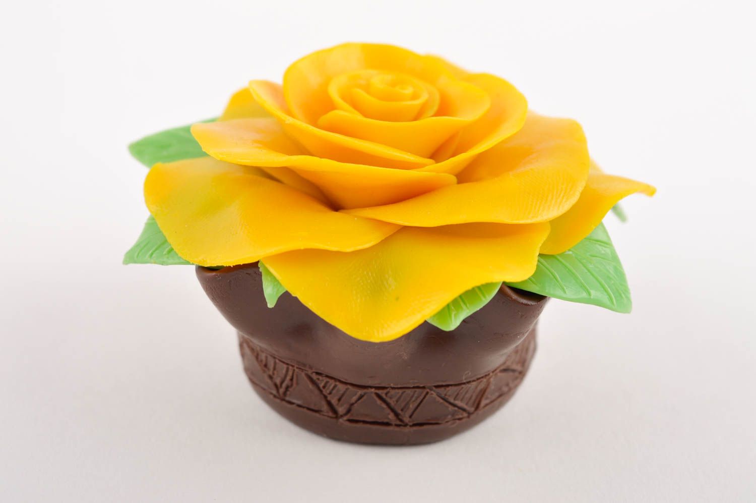 Fleur décorative fait main Décoration maison petite rose jaune Cadeau original photo 1