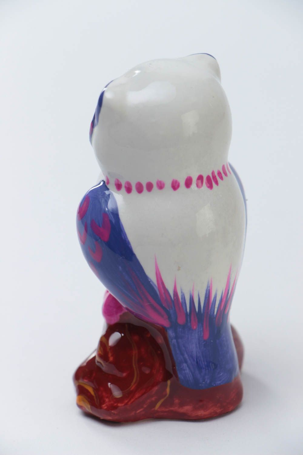 Gips Figurine Eule mit Bemalung für Haus Dekoration handgemacht farbenfroh foto 4