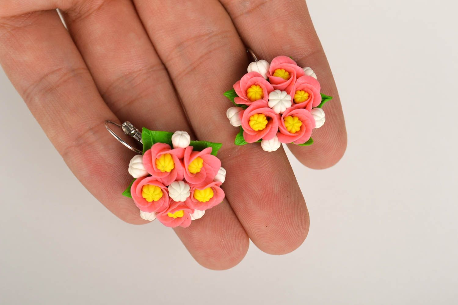 Handmade earrings flower earrings porcelain earrings fashion bijouterie  photo 6