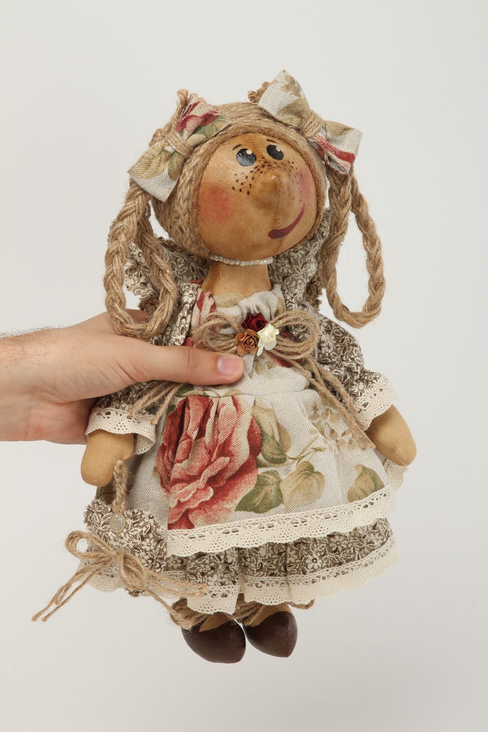 Muñeca artesanal de algodón y percal decoración de interior juguete de colección foto 6