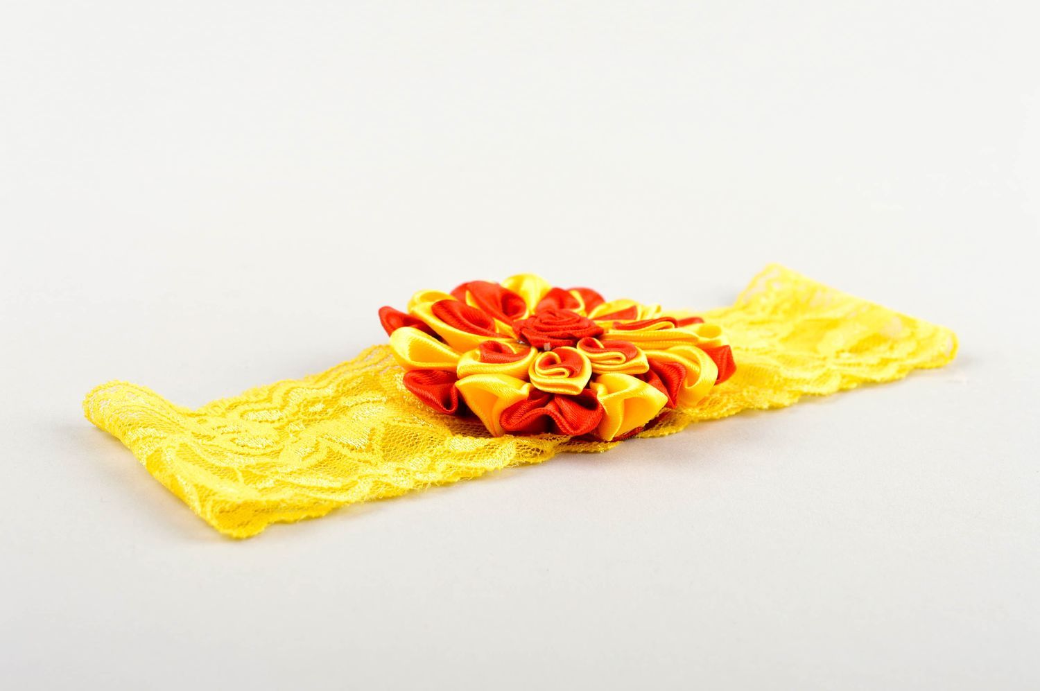 Повязка на голову ручной работы повязка для девочки детская повязка желтая фото 3