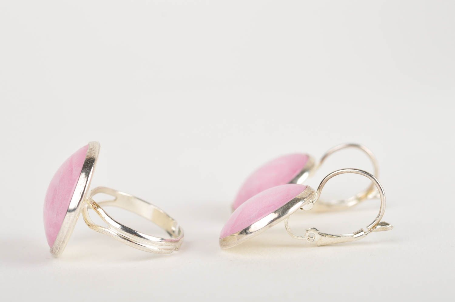 Металлические украшения ручной работы серьги с подвесками женское кольцо Розовое фото 3