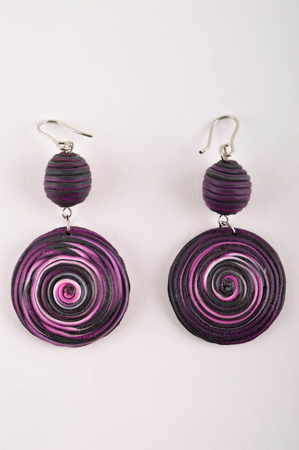 Handmade violette Modeschmuck Ohrringe Polymer Schmuck Accessoire für Frauen foto 3