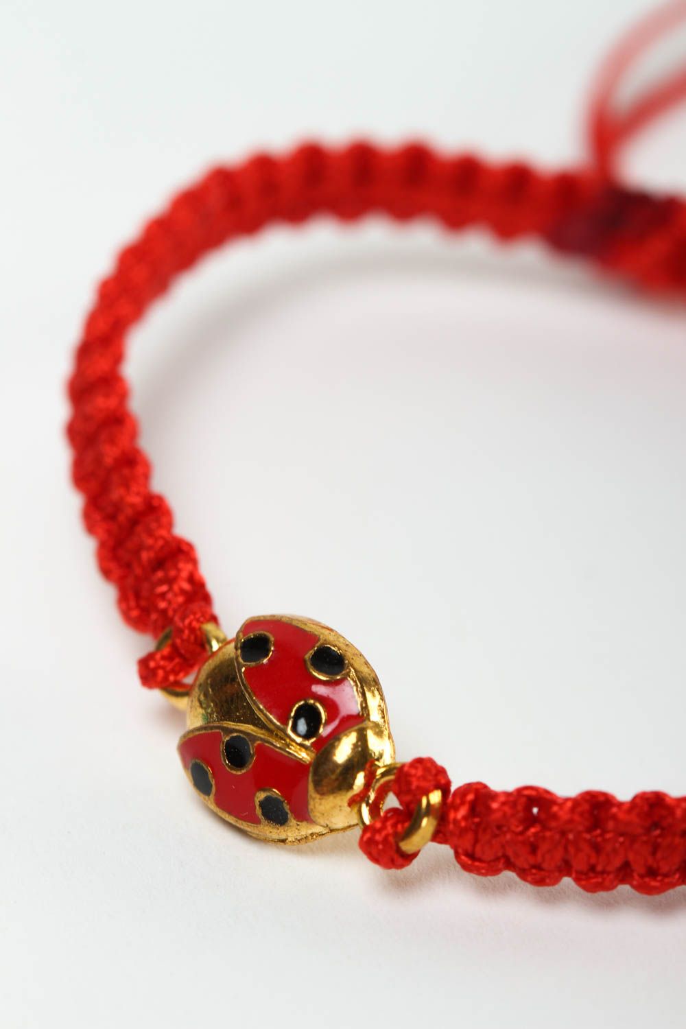 Handmade Damen Armband exklusiver Schmuck Geschenk für Frauen geflochten rot foto 3