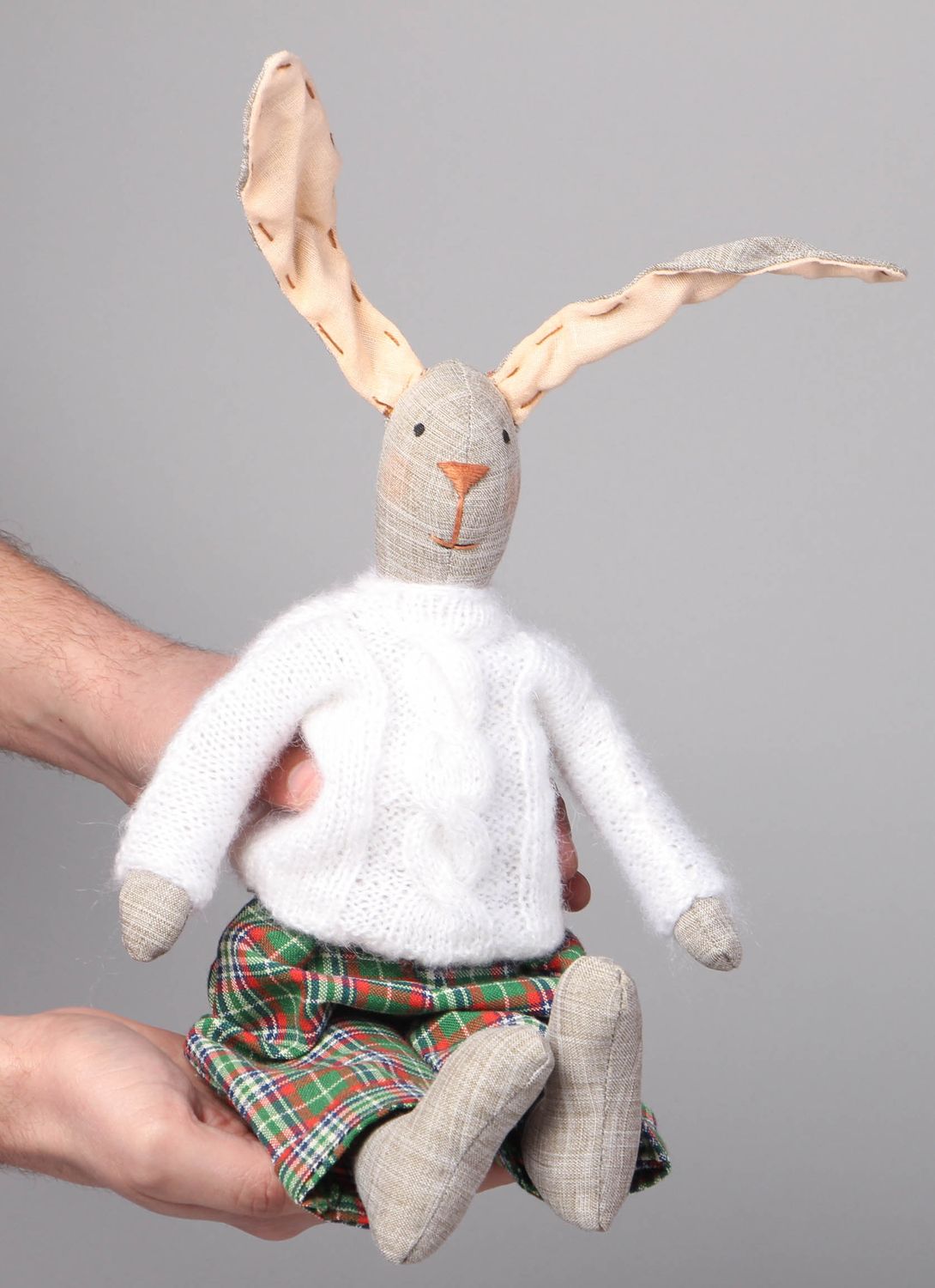 Handmade fabric soft toy Bunny photo 4